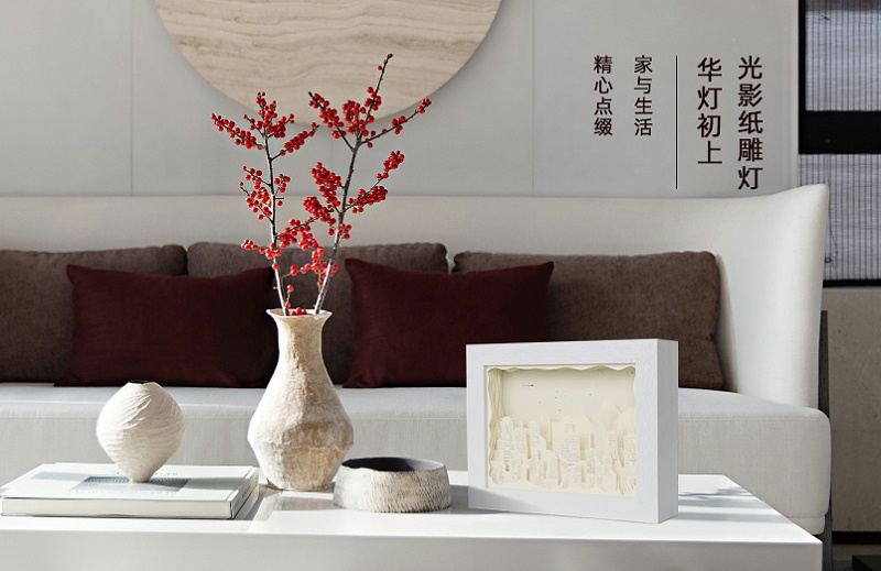 城市建（jiàn）築3d光影紙雕燈定製